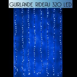 Rideau lumineux De Noel 320 LED Bleu Effet Goutte d'eau