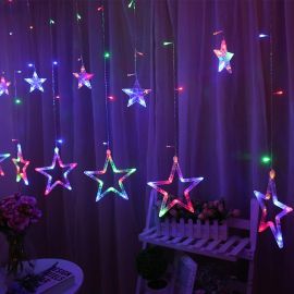 Rideau lumineux Noel Etoiles 3D 96 LED Multicolore