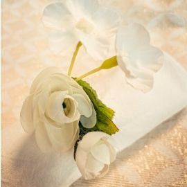 Rond de serviette Fleuri Ivoire