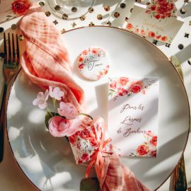 Rond de serviette Fleuri Rose