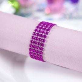 Rond de serviette mariage strass Fuchsia