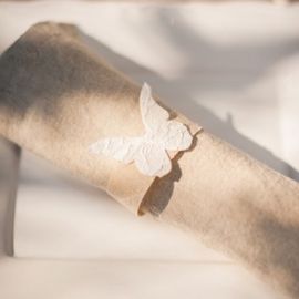 Rond de serviette Papillon Lin et Dentelle