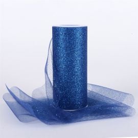 Rouleau de tulle pailleté 15cm Bleu marine