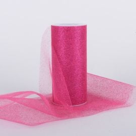 Rouleau de tulle pailleté 15cm Fuchsia