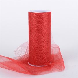 Rouleau de tulle pailleté 15cm Rouge