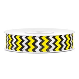 Ruban gros grain Jaune Noir Blanc avec 15mm x10m