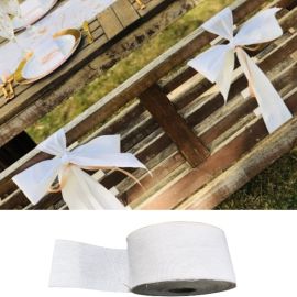 Ruban mariage 8cm x 20m en lin Blanc