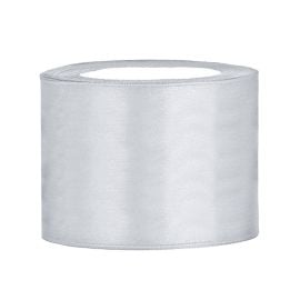 Bobine de ruban mariage en satin Argent 50 mm x 25 mètres