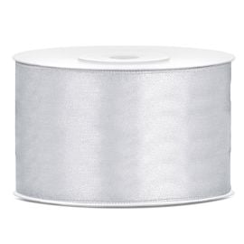 Ruban satin large Argent 38mm 
