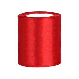 Ruban satin Rouge 10 cm en bobine de 25 mètres - decoration fetes pas cher - Badaboum.fr