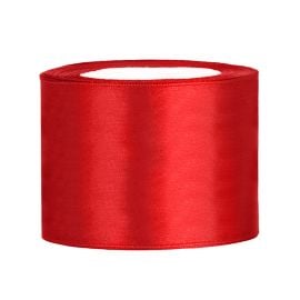 Ruban satin Rouge 50mm en bobine de 25 mètres - decoration fetes pas cher - Badaboum.fr