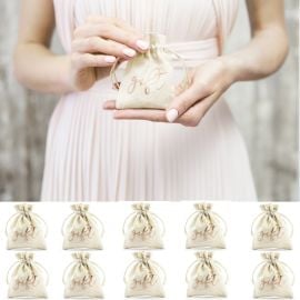 Sac à dragées en coton Gift Rose gold