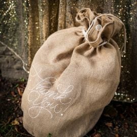 Sac Cadeau mariage en jute Thank You