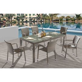 Salon de jardin en résine tressée gris Nouméa
