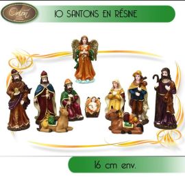 Santon de Noel pour crèche 16 cm x 10 pièces