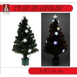 Sapin de Noel fibre optique 14 etoiles Multicolore