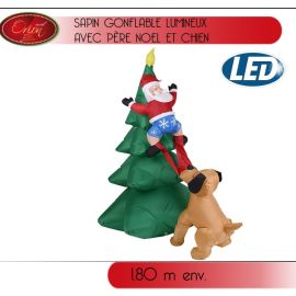 Sapin de noel gonflable lumineux avec chien et pere noel
