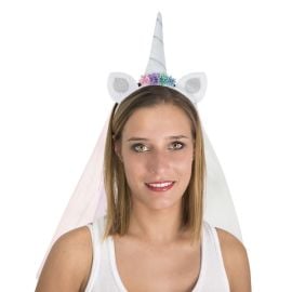 Serre-tête licorne à voile - blanc, argent