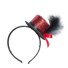 Serre-tête mini chapeau paillettes - rouge
