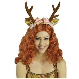 serre-tête - elan avec fleurs - marron