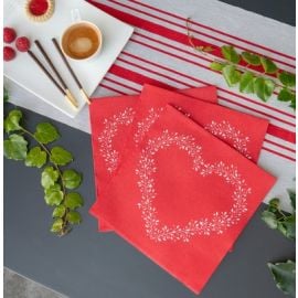 Serviette en papier Airlaid Liseré Coeur Rouge