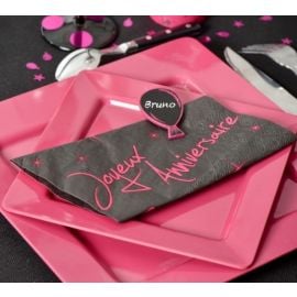 Serviette en papier Joyeux anniversaire Fuchsia