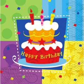Serviettes Happy Birthday Gâteau x12pcs