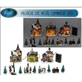 Set de 12 pièces Village de Noel lumineux LED