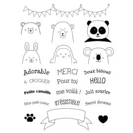 Set de 22 Tampons Transparents Adorable Message