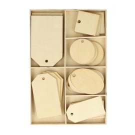 Set de 36 etiquettes en bois a personnaliser