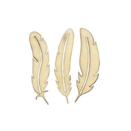 Set de 3 embellissements Plume en bois 