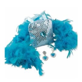 set - princesse bleu - boa sac et boucles d'oreille