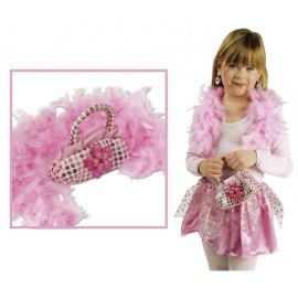 set - princesse rose - boa sac et boucles d'oreille