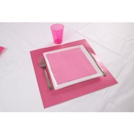 Set de table carré Fuchsia pailleté x2