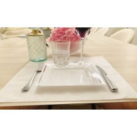 Set de table Carre en Lin Blanc