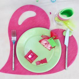 Set de table coeur fuchsia