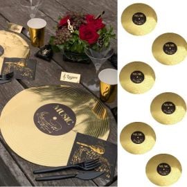 Lot de 6 sets de table musique Disque D'or Métallisé