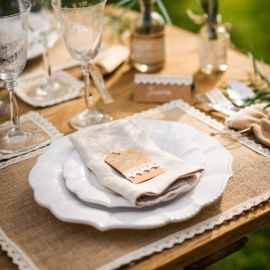 Set de table rectangle jute et dentelle 