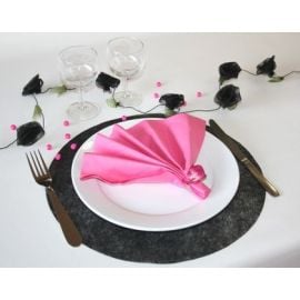 Set de table en papier intissé Noir rond 34cm x50