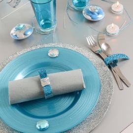 Set de table rond pailleté Argent