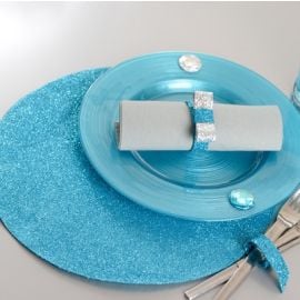 Set de table rond pailleté Turquoise