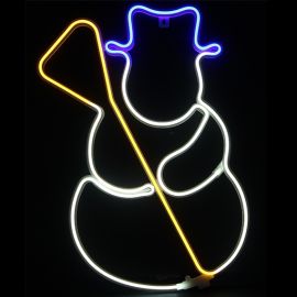 Silhouette lumineuse Néon du Bonhomme de neige