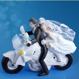 Figurine Mariage des Mariés sur Moto 12 cm