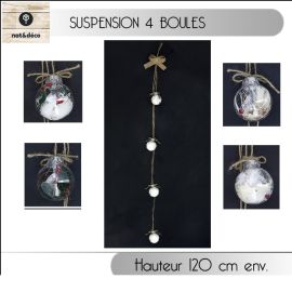 Suspension noel 4 Boules Nature