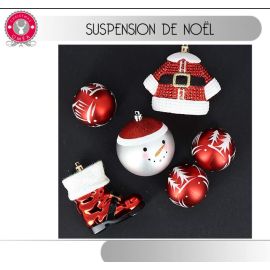 Suspension sapin de noel rouge et blanc