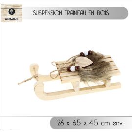 Suspension traineau de noel en bois