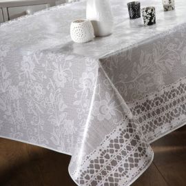 Toile cirée au mètre Crochet Blanc