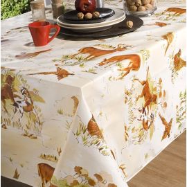 Toile cirée imprimée au mètre Faisan Beige