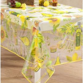 Toile cirée au mètre transparente imprimée Provence Jaune
