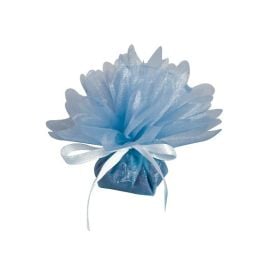 Tulle voile festonné nacré Bleu ciel x25